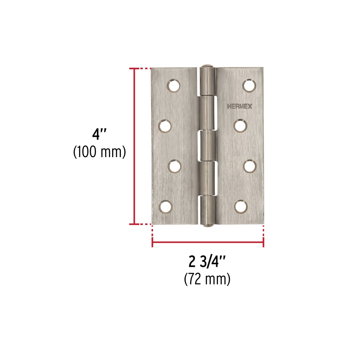 Bisagra rectangular 4'' acero inox. cabeza media bola Hermex (Caja de 10 unidades)3