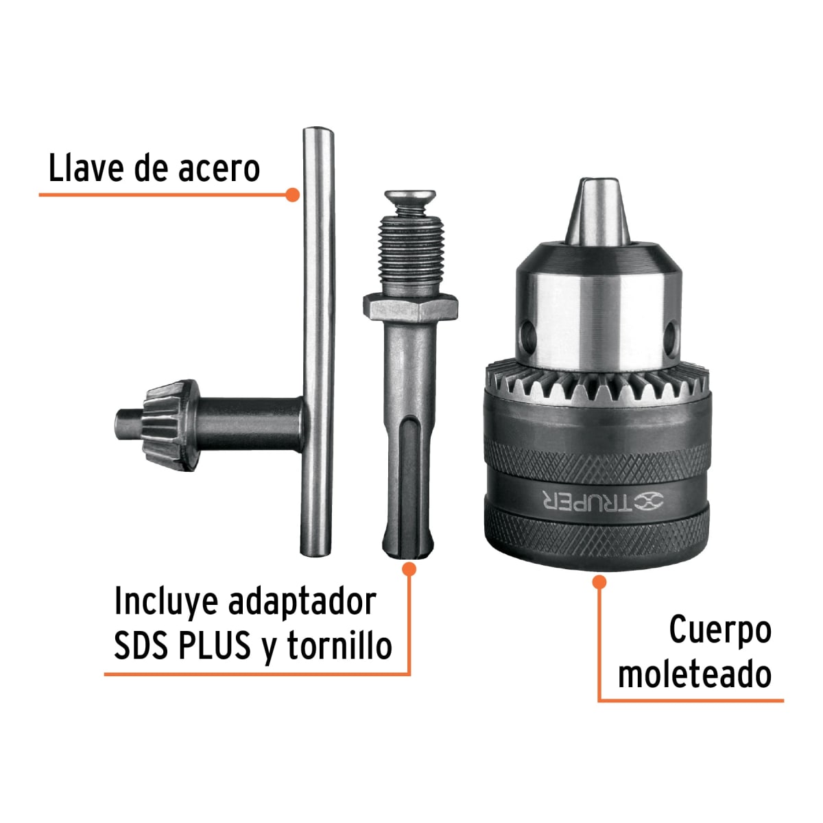 Broquero con llave, 1/2' con adaptador SDS Plus, Truper2