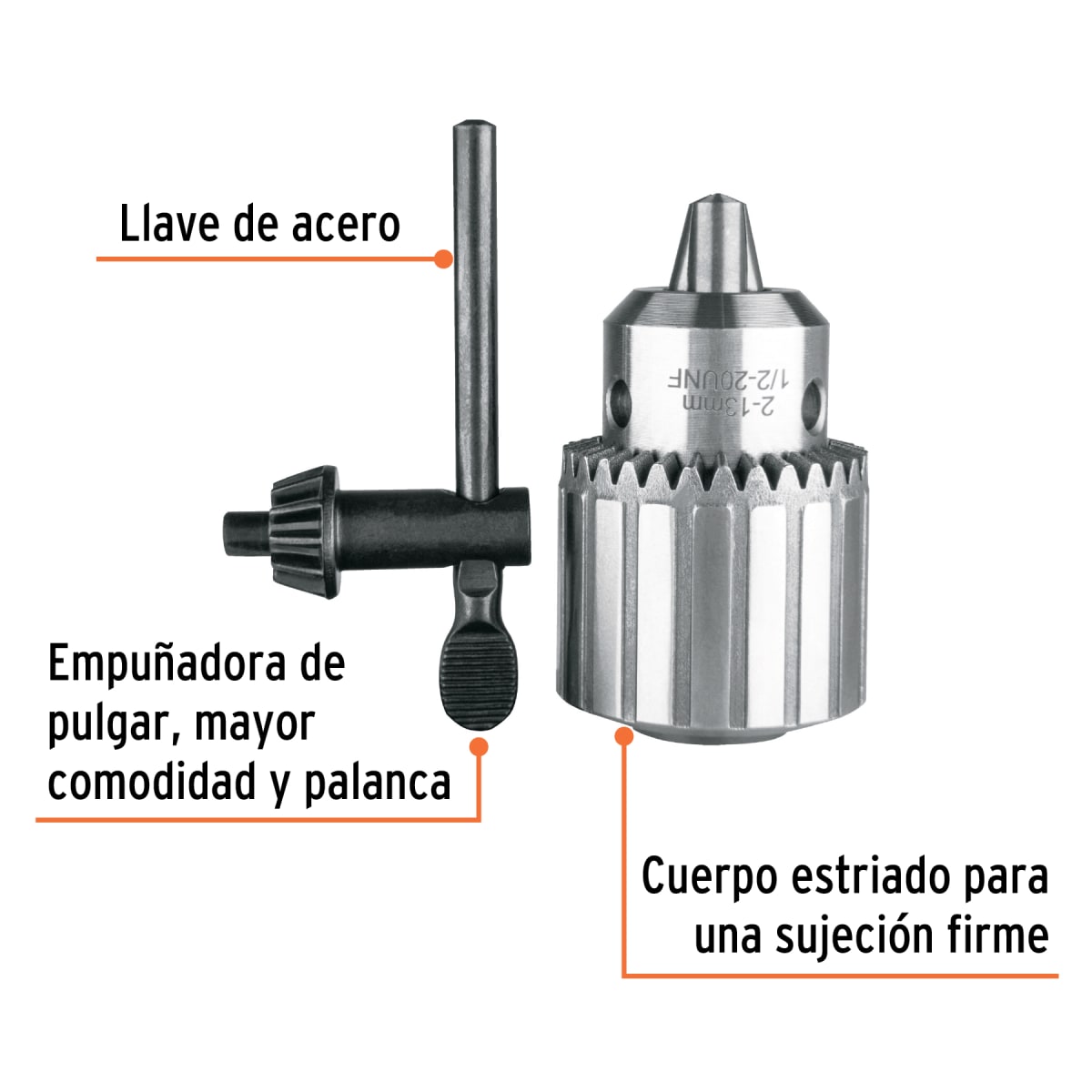 Broquero uso rudo con llave, 1/2', Truper2