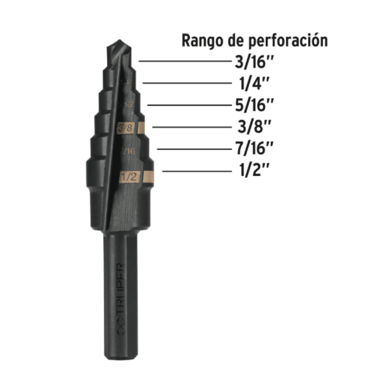 Broca escalonada óxido negro 6 escalones 3/16