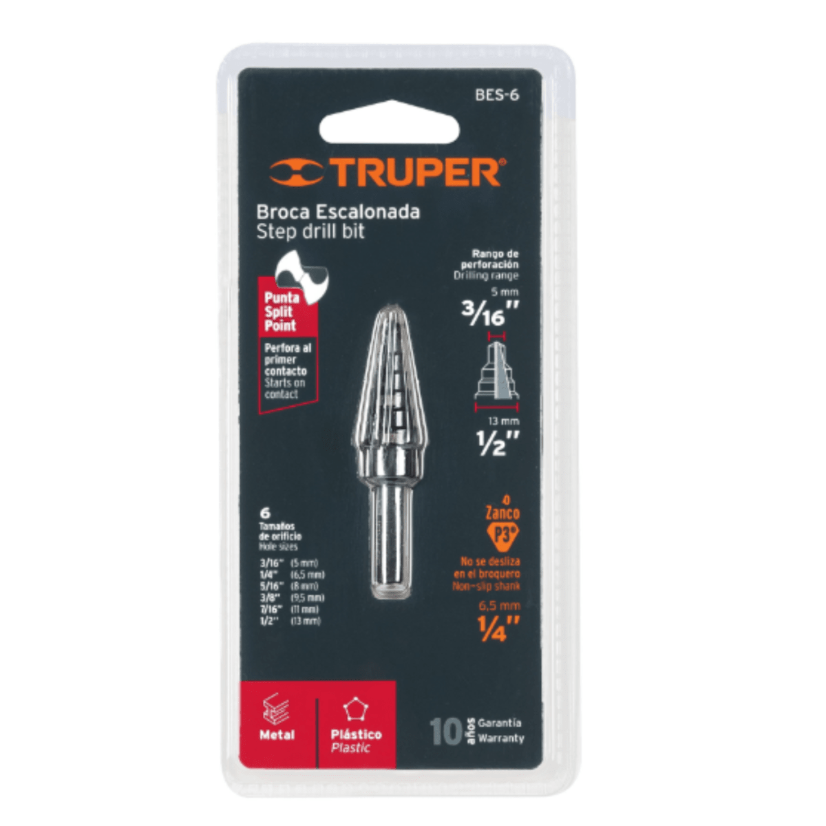 Broca escalonada óxido negro 6 escalones 3/16