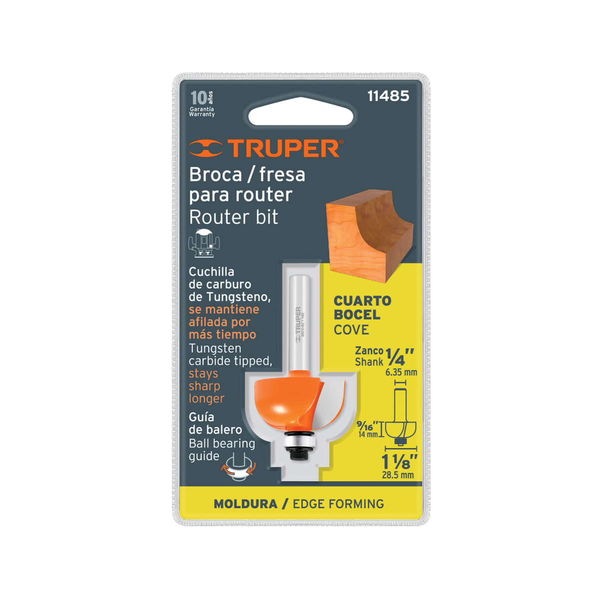 Fresa bocel cuarto, 1-1/8´´ con rodaje, Truper4