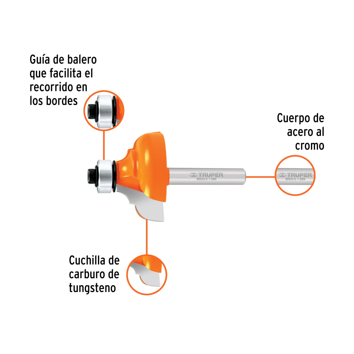 Fresa clásica 1-3/8'' con rodaje Truper2