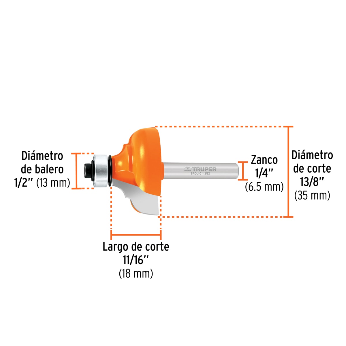 Fresa clásica 1-3/8'' con rodaje Truper3