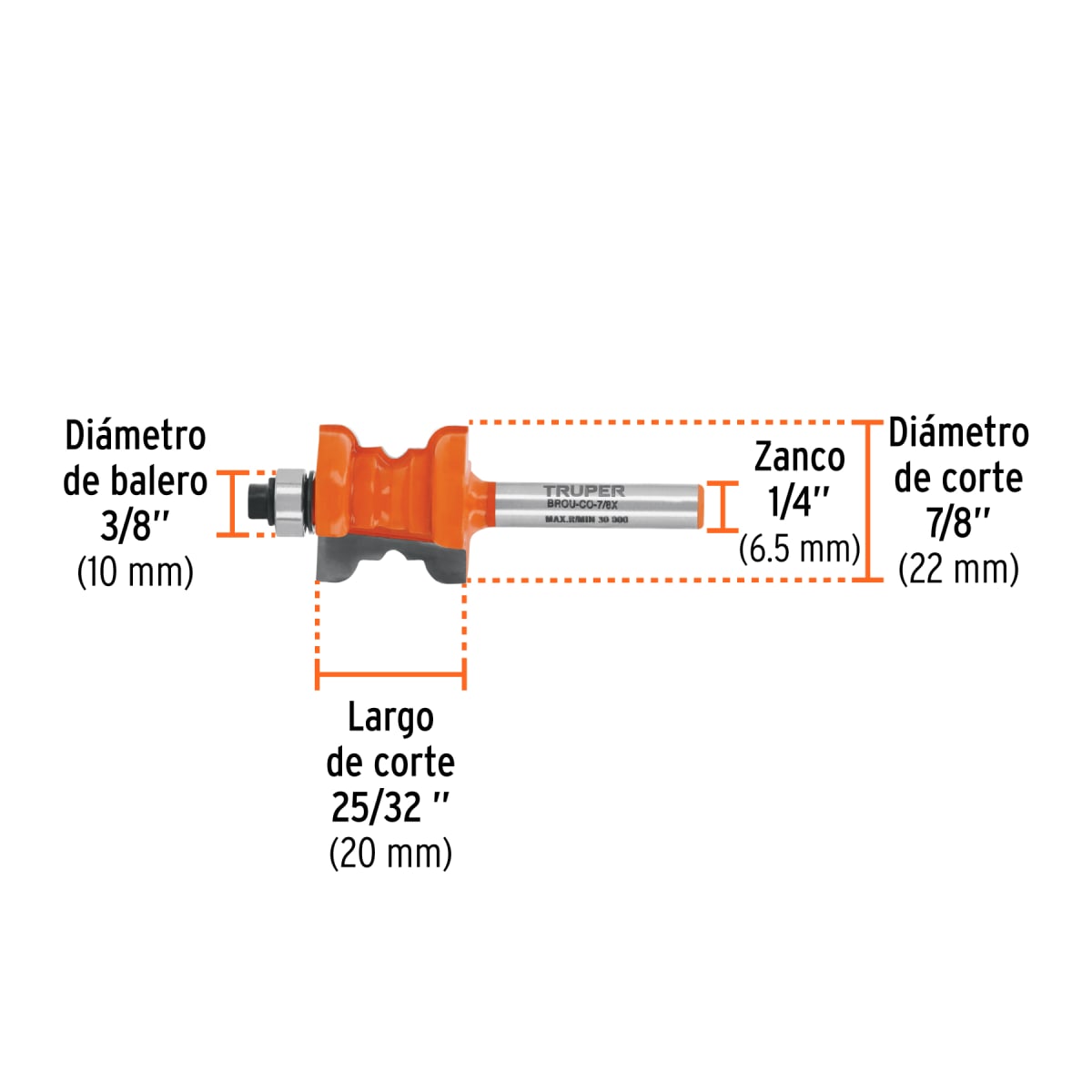 Fresa collarin 7/8'' con rodaje Truper3