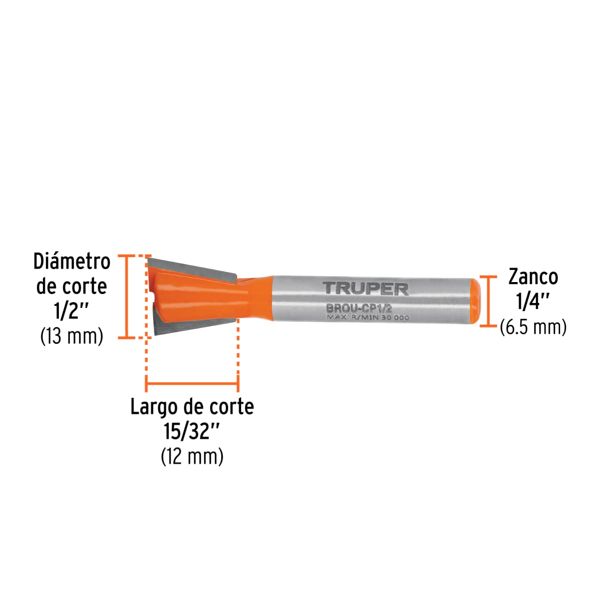 Fresa cola de pato, 1/2´´, Truper3