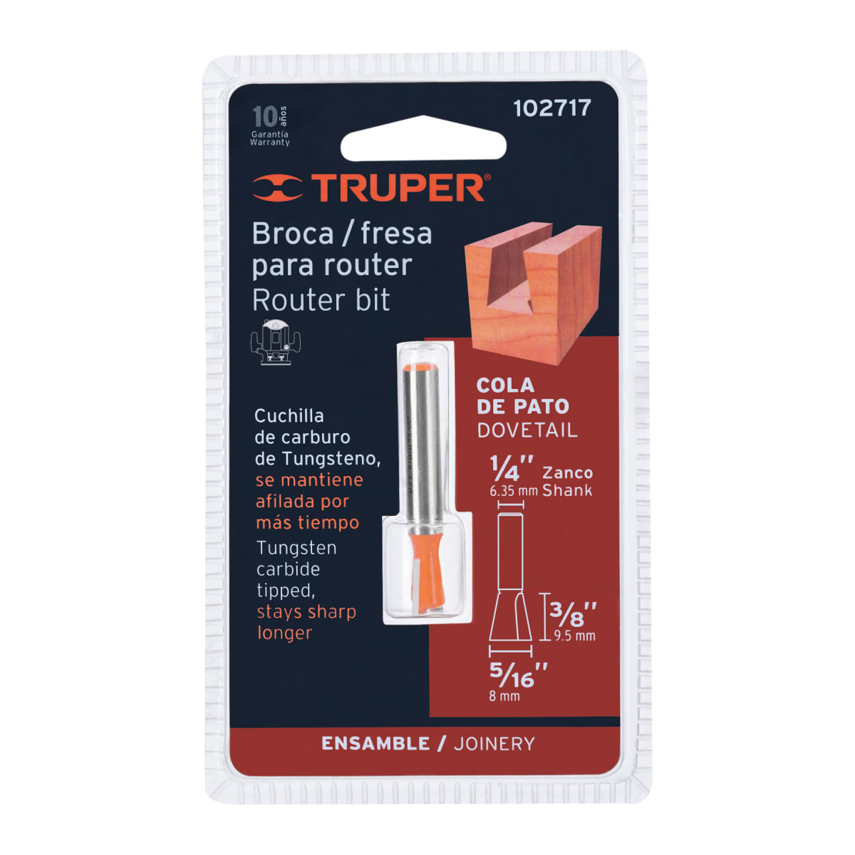 Broca para router, cola de pato, 5/16', Truper4