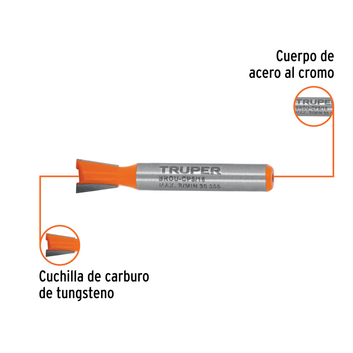 Broca para router, cola de pato, 5/16', Truper2