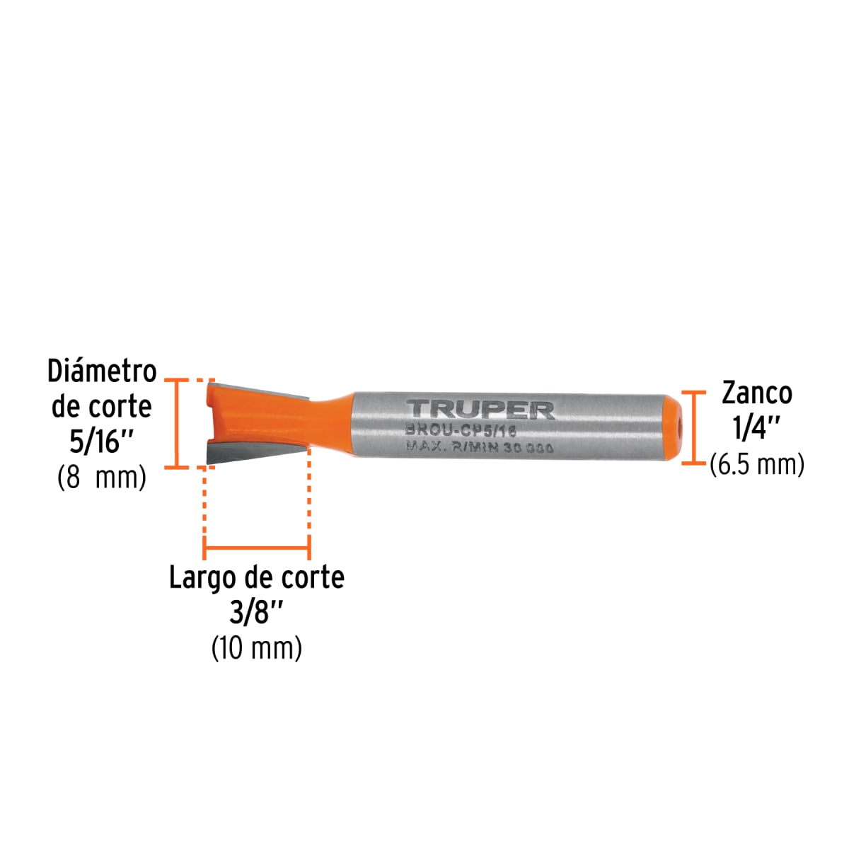 Broca para router, cola de pato, 5/16', Truper3