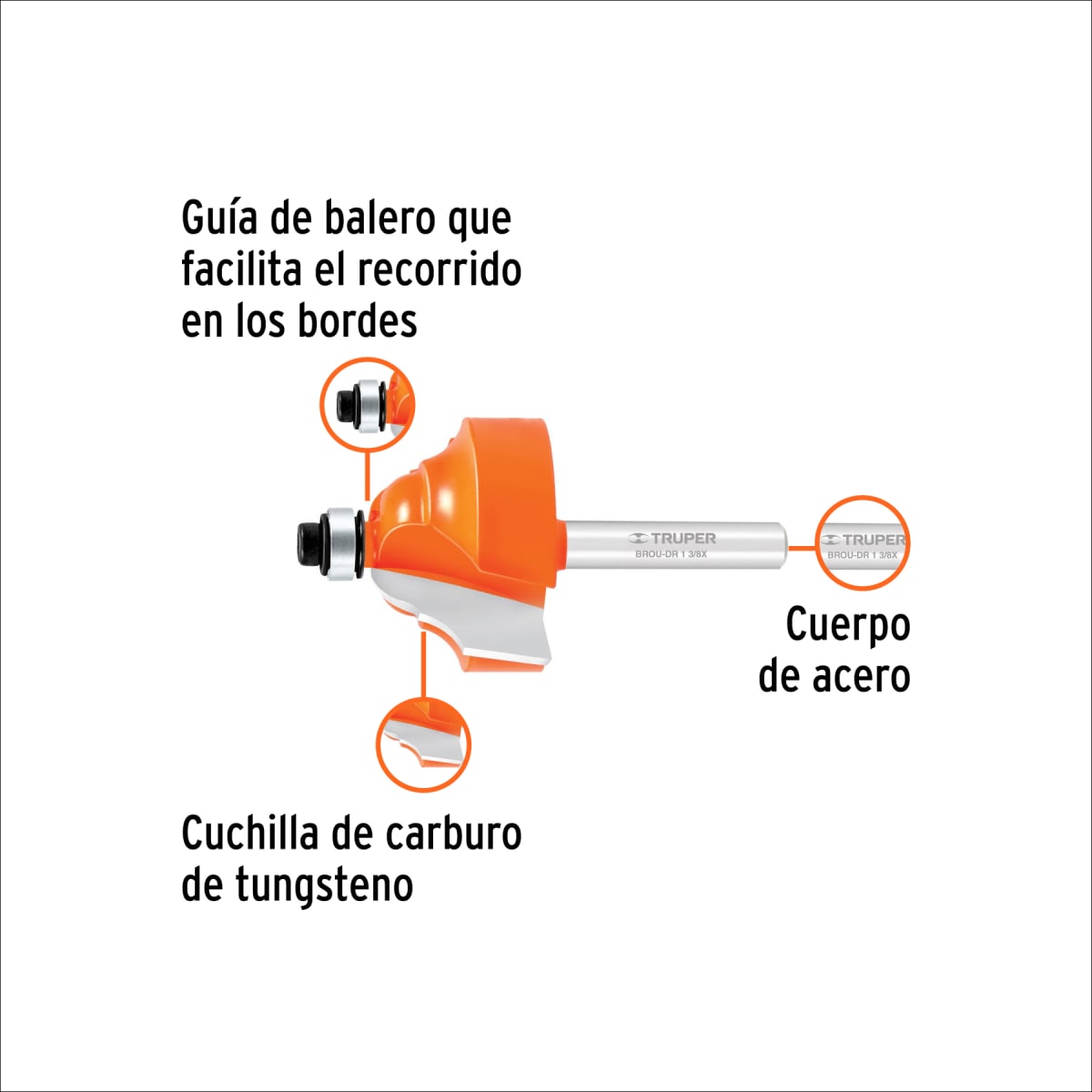 Fresa doble romana, 1-3/8´´ con rodaje, Truper2