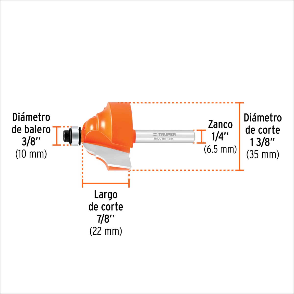 Fresa doble romana, 1-3/8´´ con rodaje, Truper3