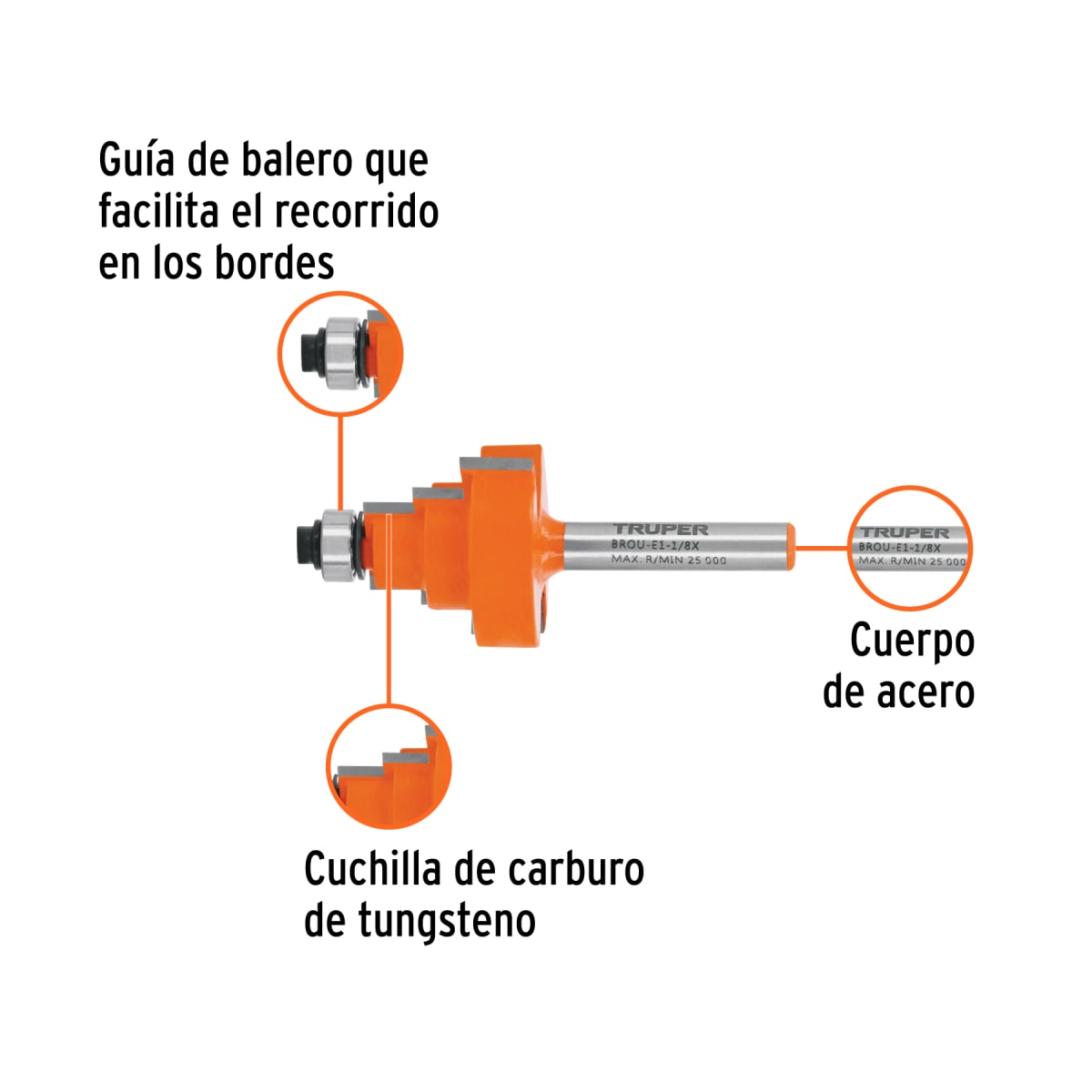 Fresa escalonada 1-1/8'' con rodaje Truper2