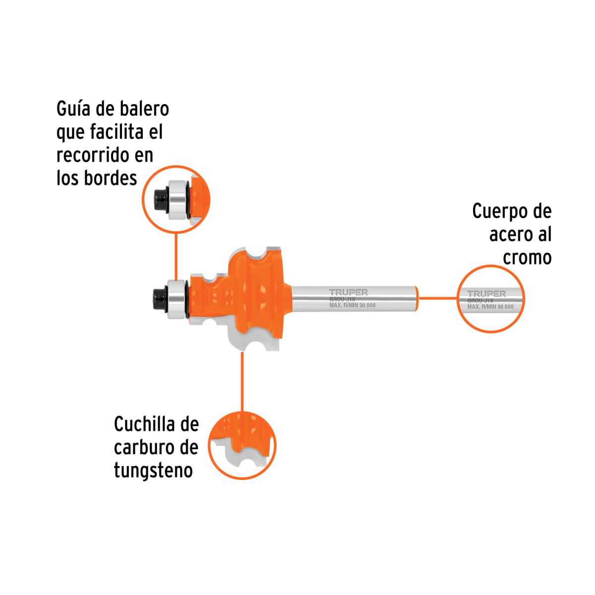 Fresa jovel 1'' con rodaje Truper2