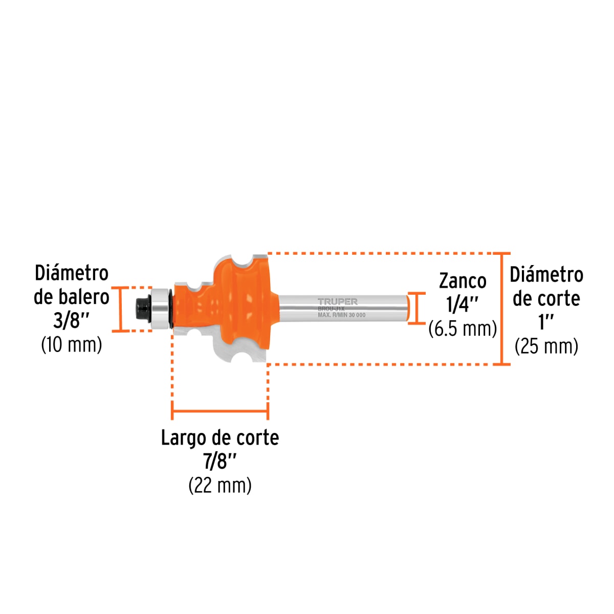 Fresa jovel 1'' con rodaje Truper3