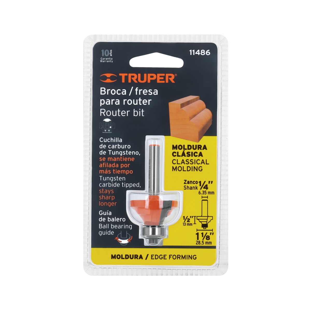 Fresa moldura clásica 1-1/8'' con rodaje Truper4