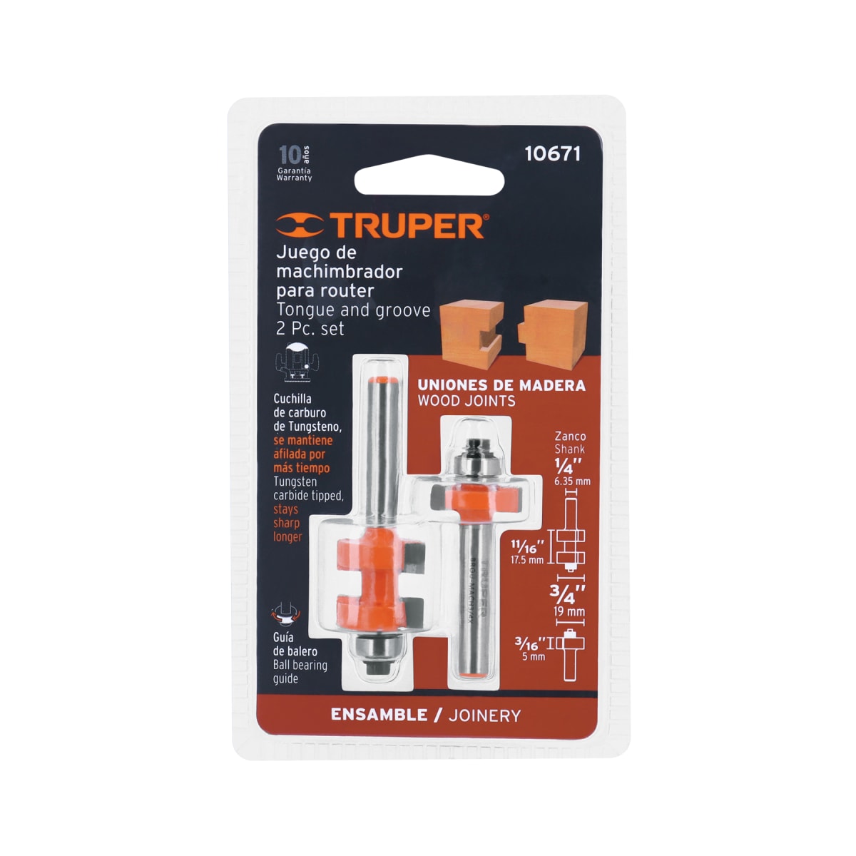 Juego de machimbrador 3/4'' con rodaje Truper4