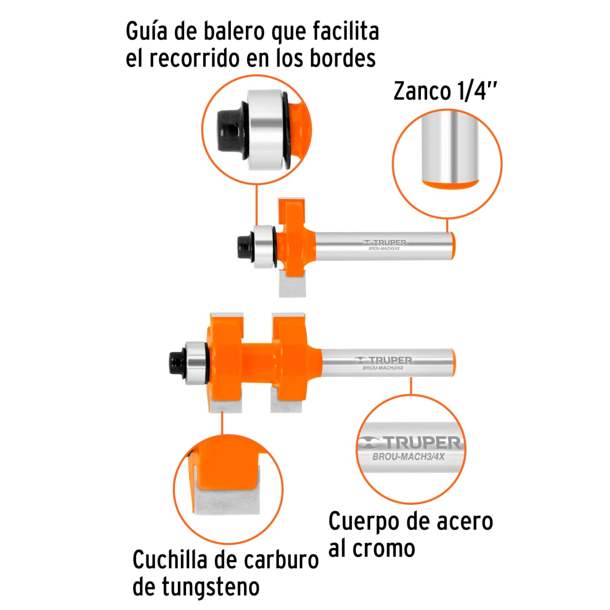 Juego de machimbrador 3/4'' con rodaje Truper2