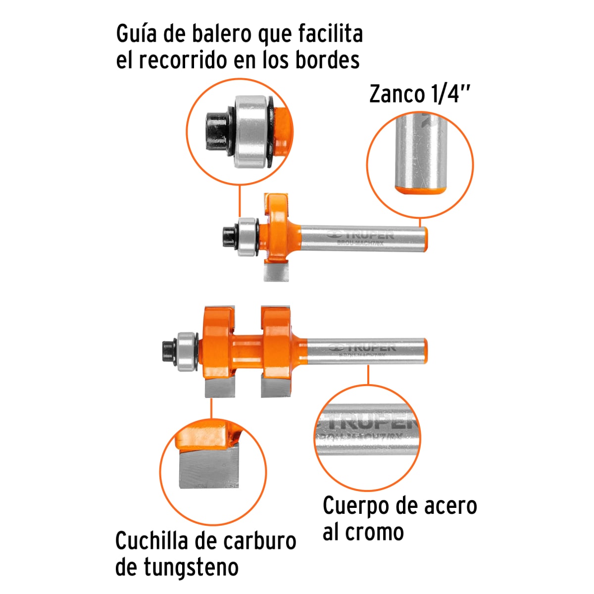 Juego de machimbrador 7/8'' con rodaje Truper2
