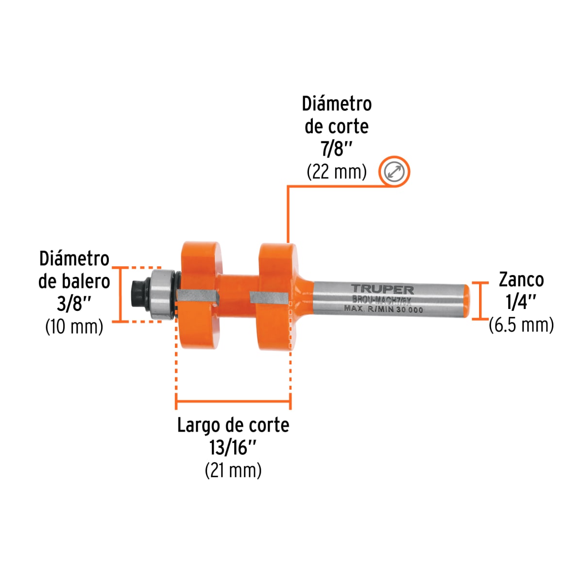 Juego de machimbrador 7/8'' con rodaje Truper3