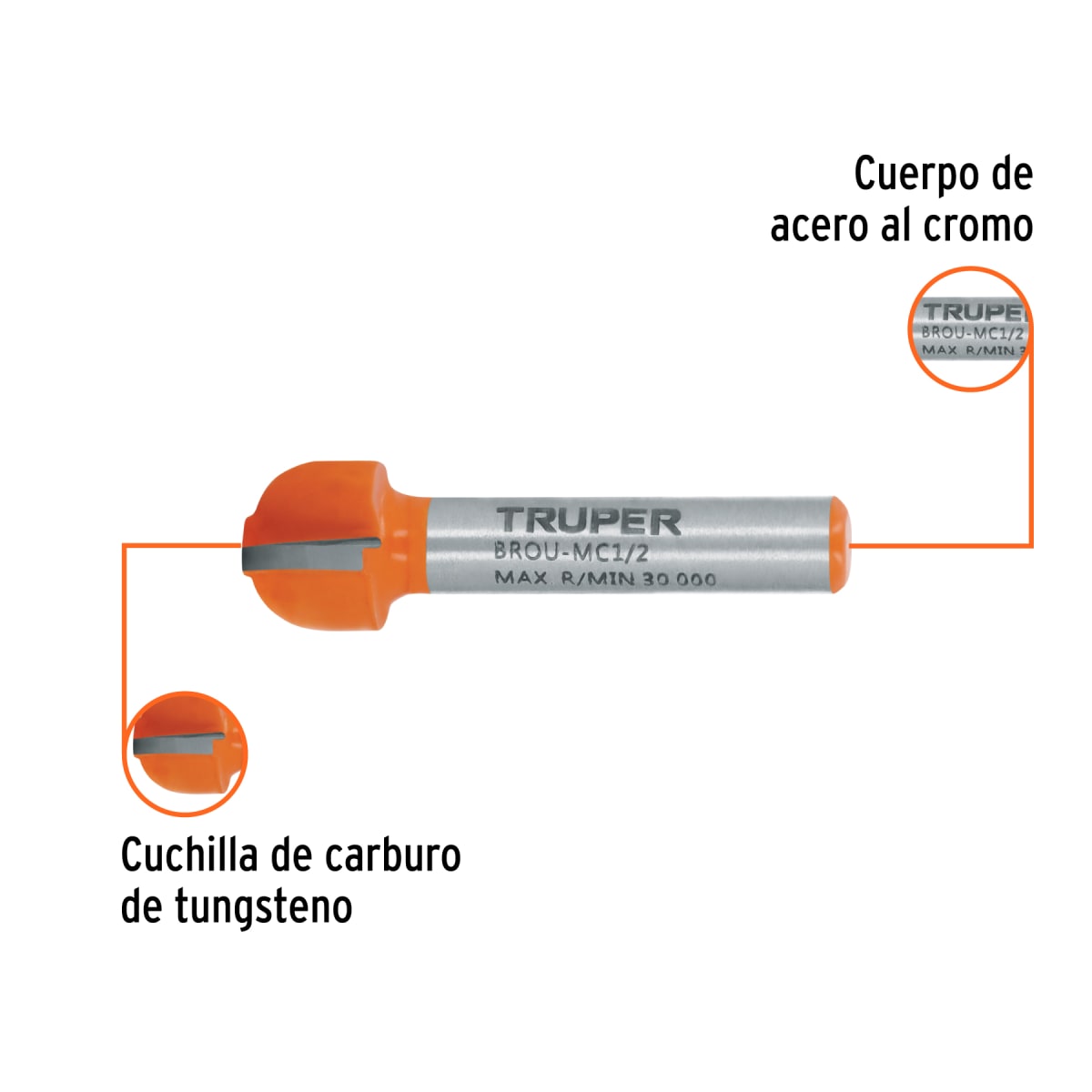 Fresa media caña, 1/2´´, Truper2