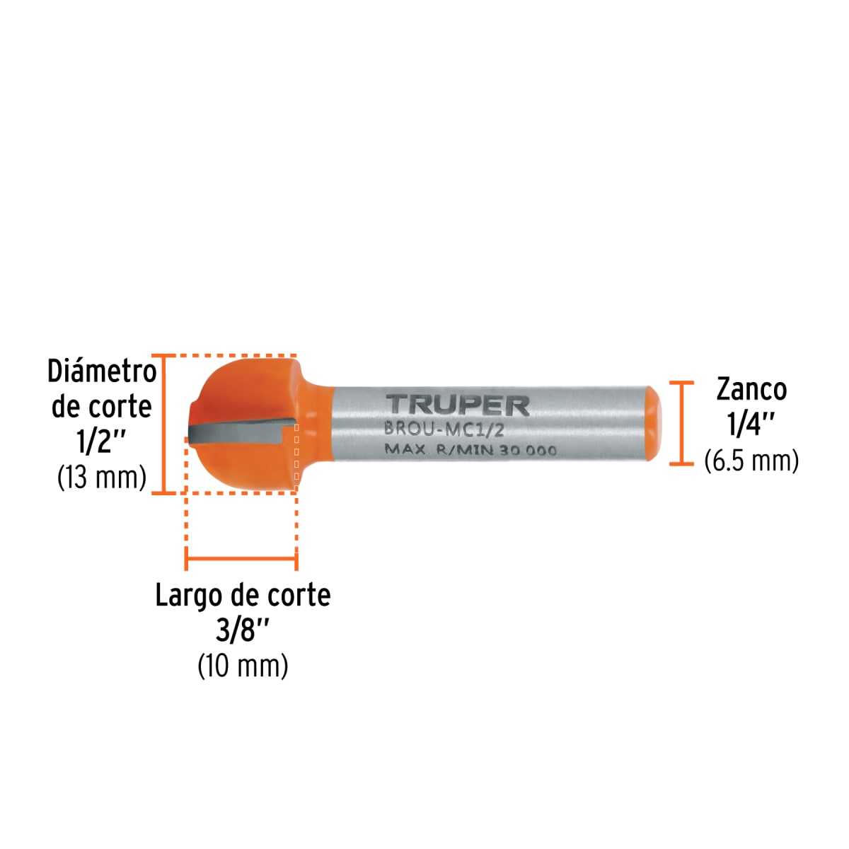 Fresa media caña, 1/2´´, Truper3