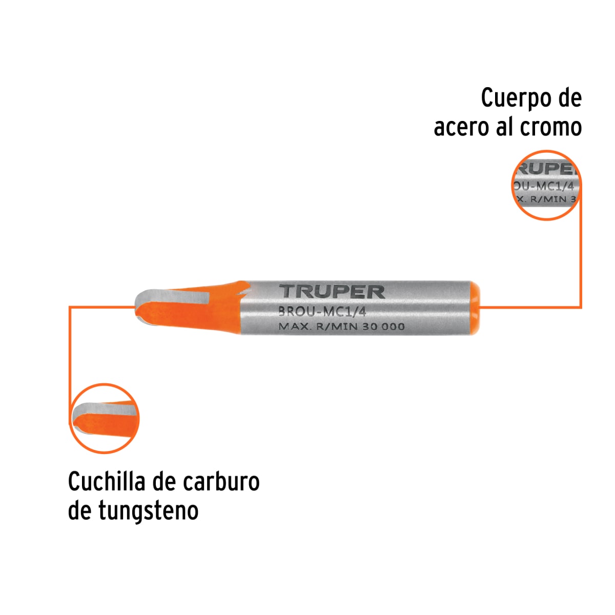 Fresa media caña, 1/4´´, Truper2