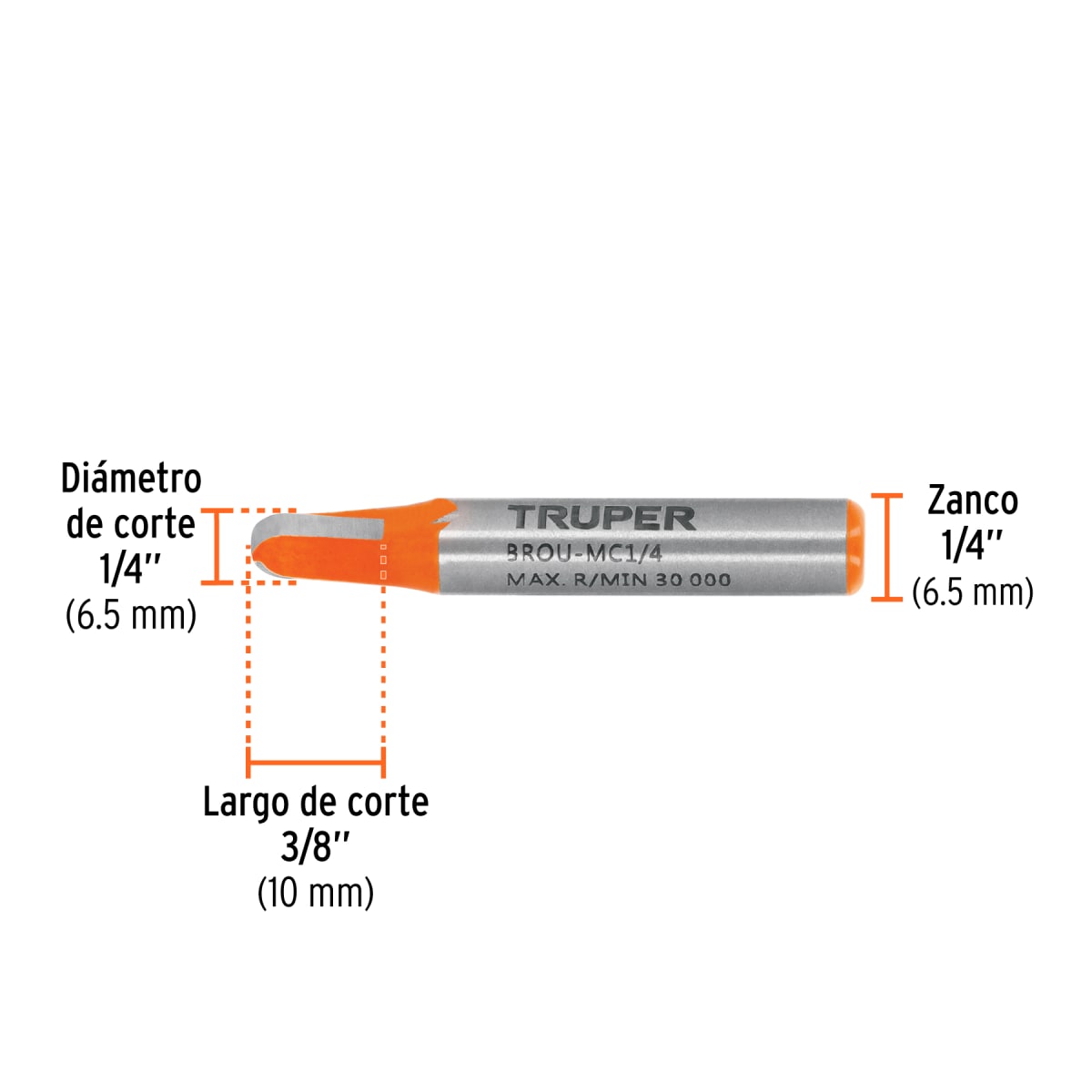 Fresa media caña, 1/4´´, Truper3