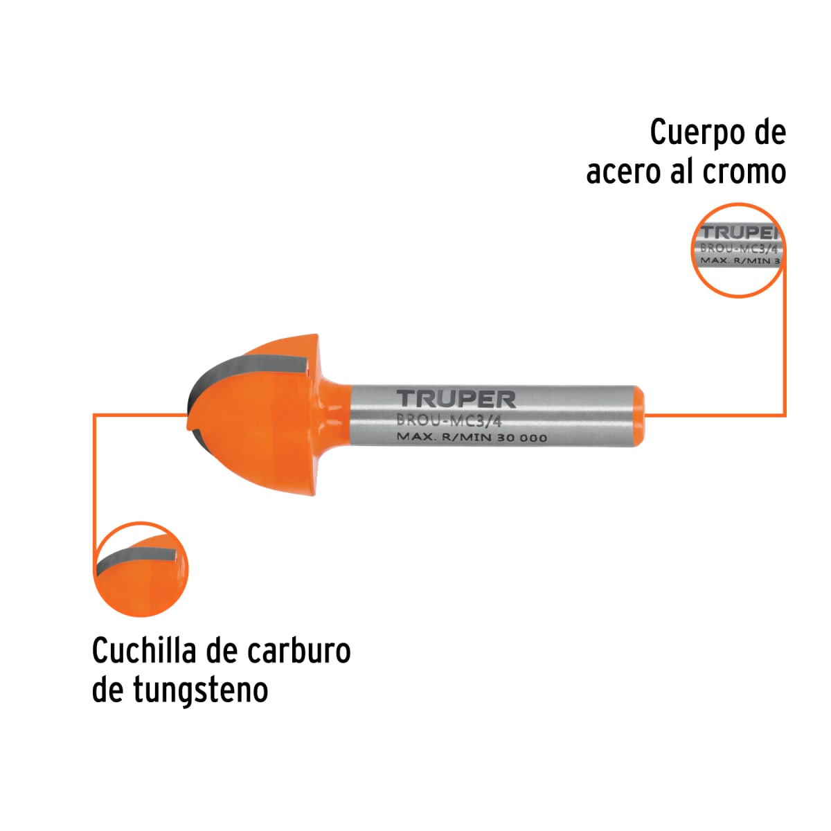 Fresa media caña, 3/4´´, Truper2