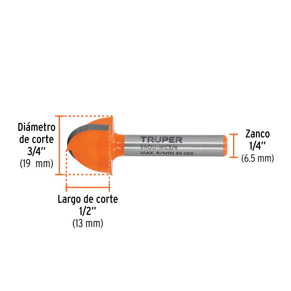 Fresa media caña, 3/4´´, Truper3