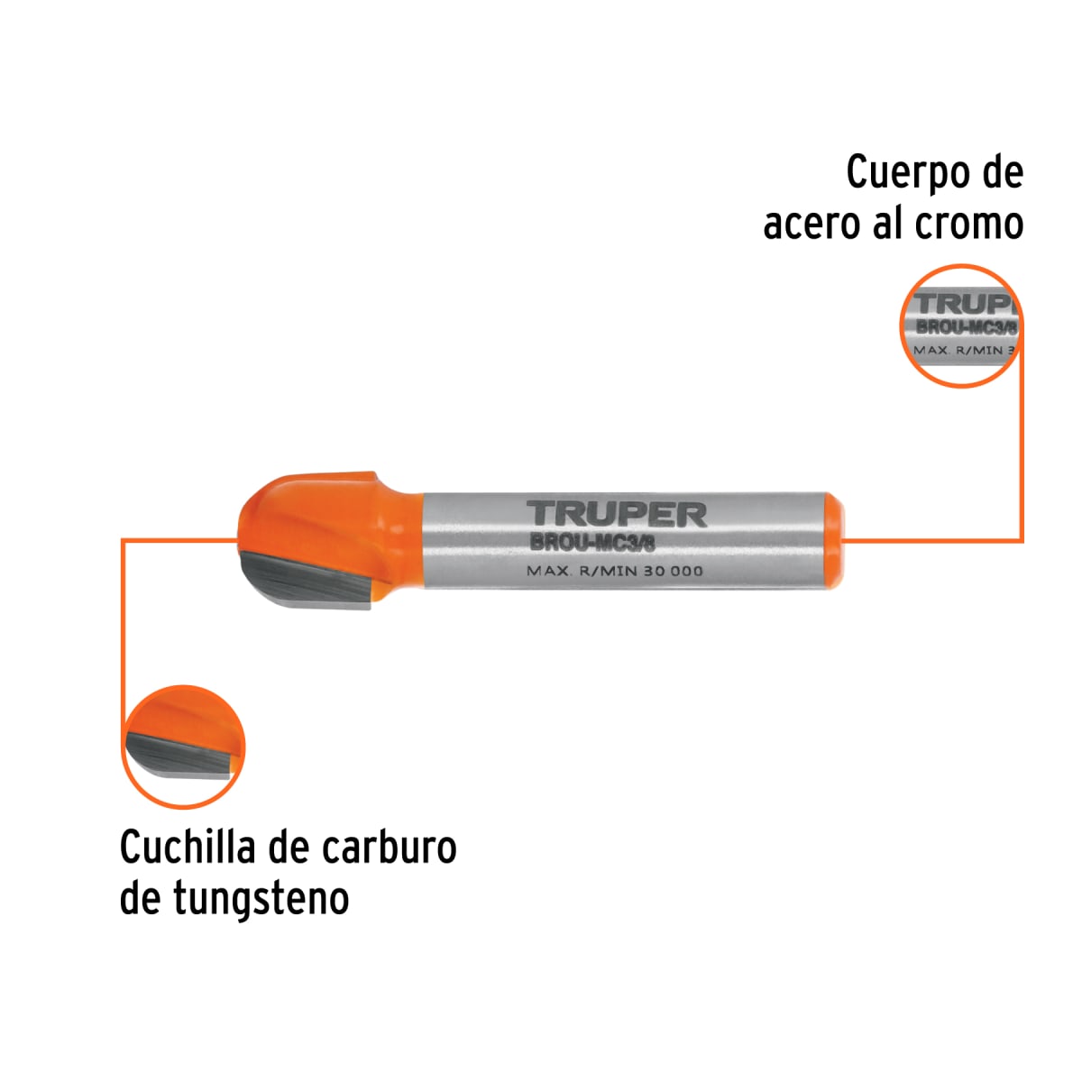 Fresa media caña, 3/8´´, Truper2