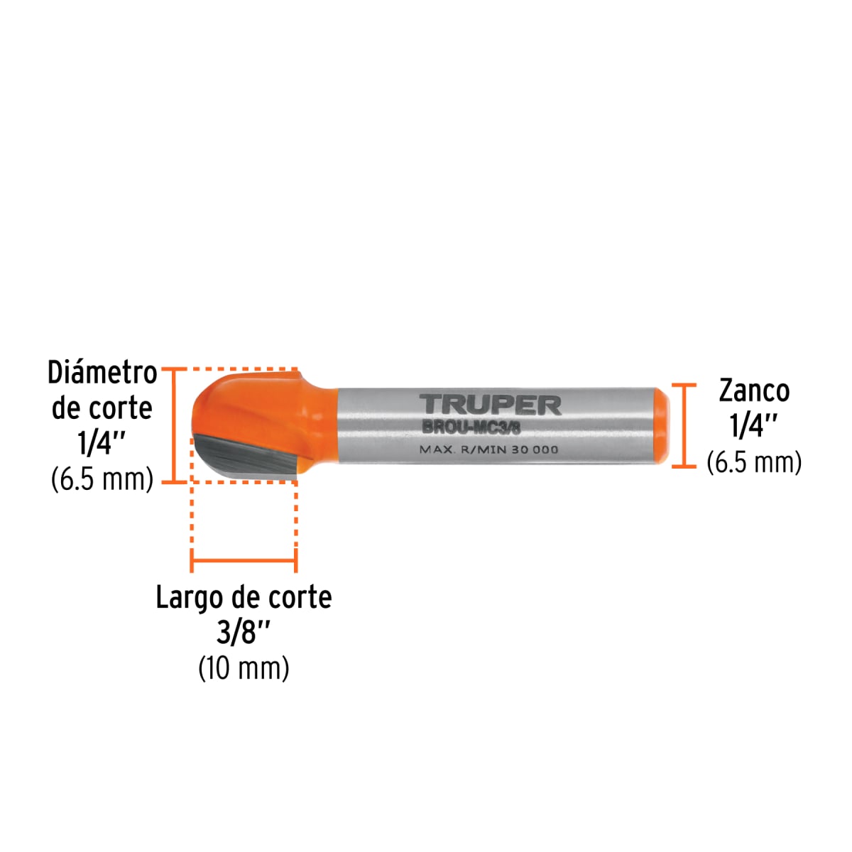 Fresa media caña, 3/8´´, Truper3