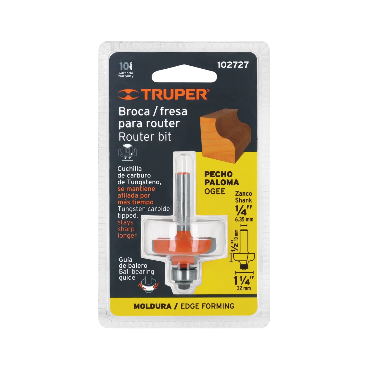 Broca para router, pecho paloma, 1-1/4' con balero, Truper4