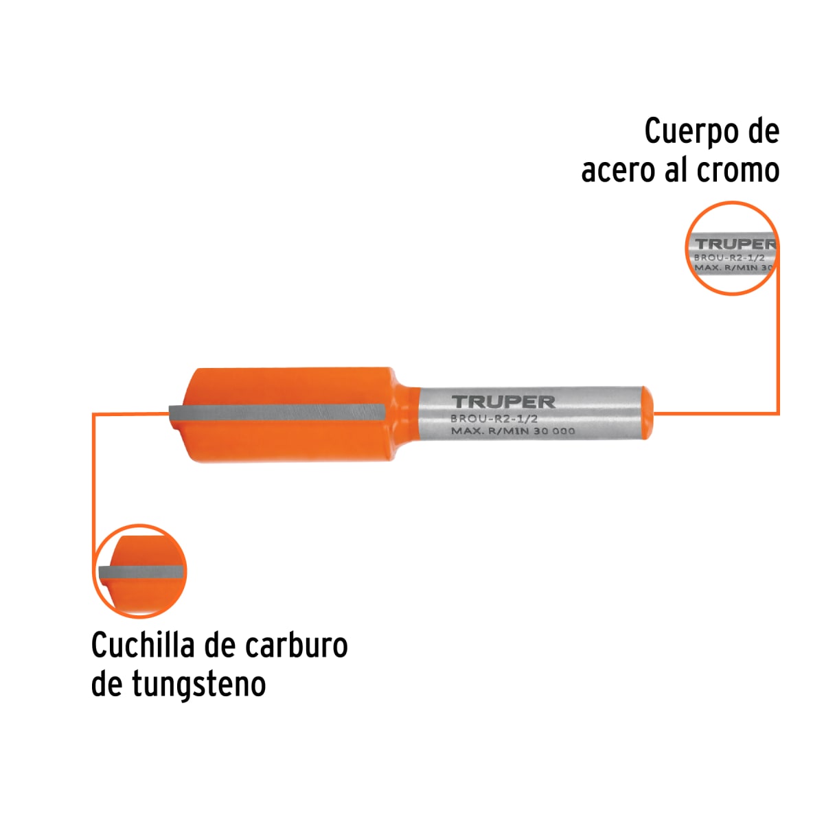 Fresa recta 2 filos, 1/2´´, Truper2