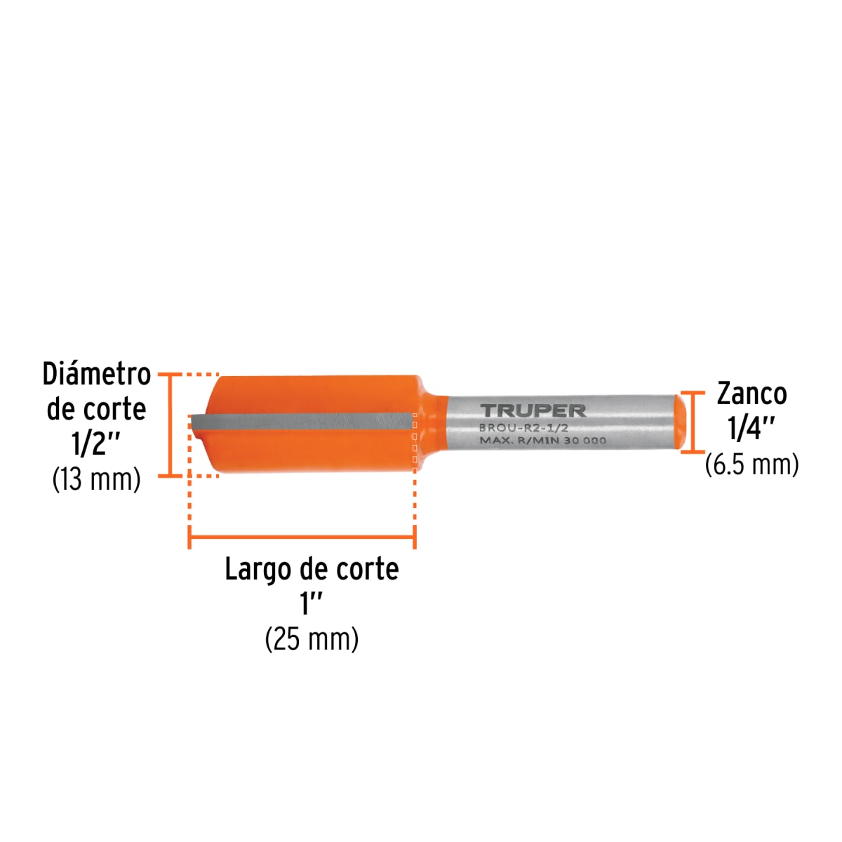 Fresa recta 2 filos, 1/2´´, Truper3