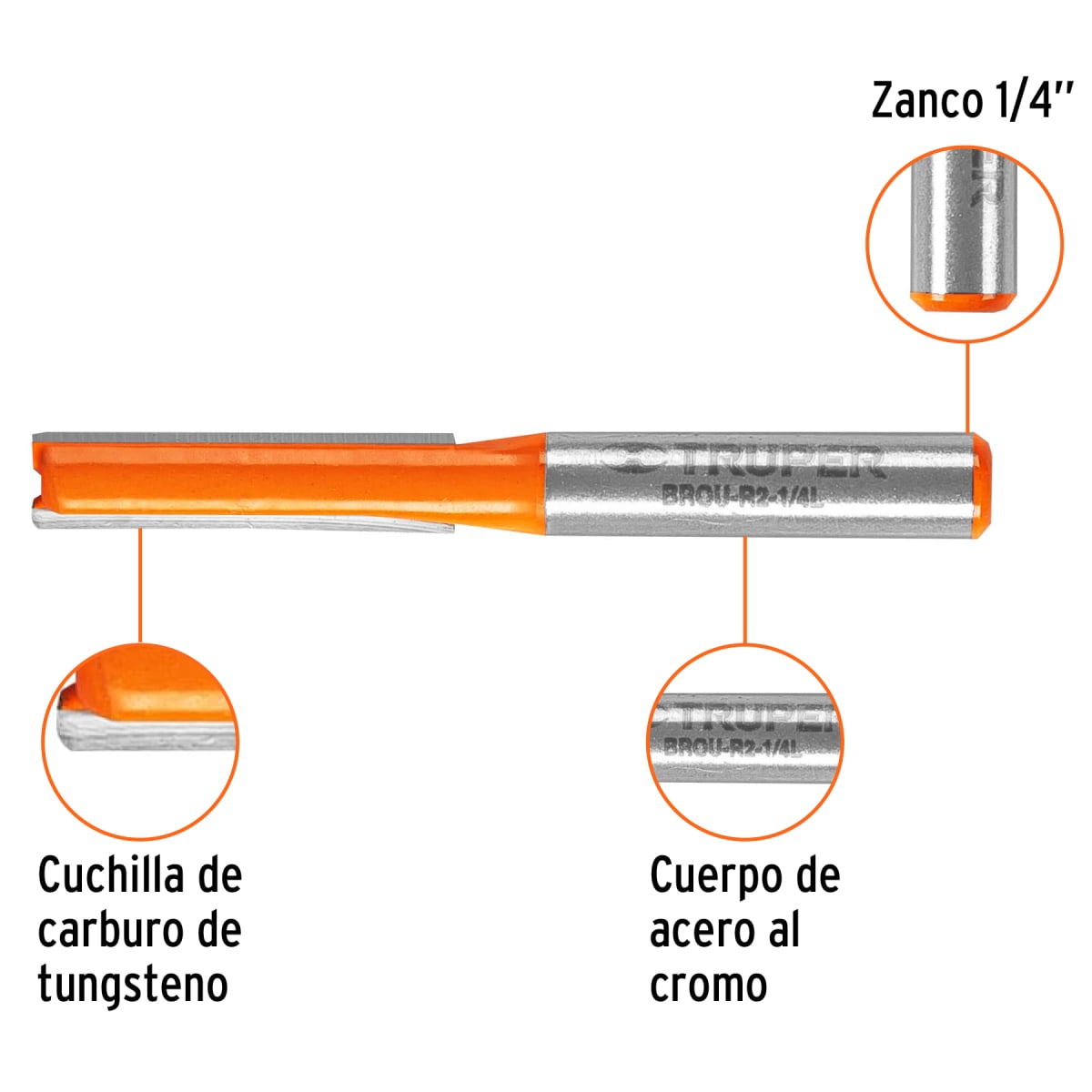 Broca para Router 2 filos 1/4