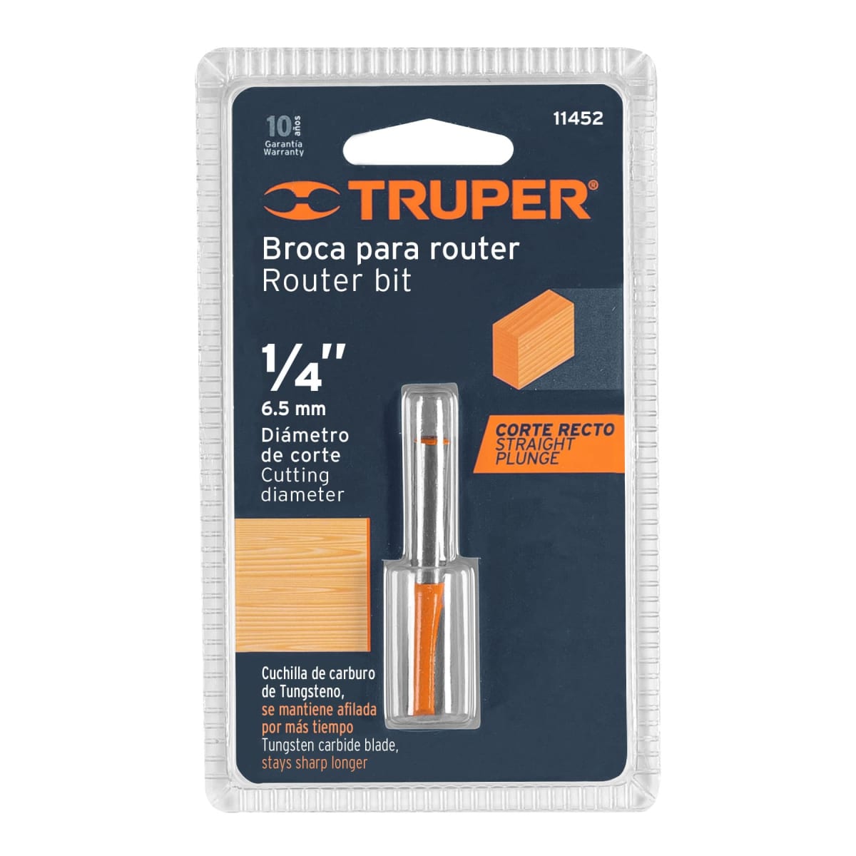 Fresa recta 2 filos, 1/4´´, mediana, Truper4