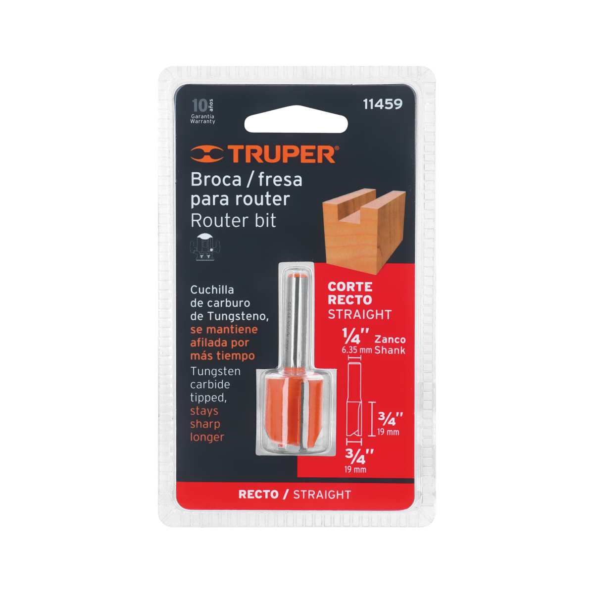 Fresa recta 2 filos, 3/4´´, Truper4