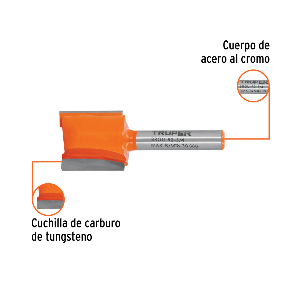 Fresa recta 2 filos, 3/4´´, Truper2