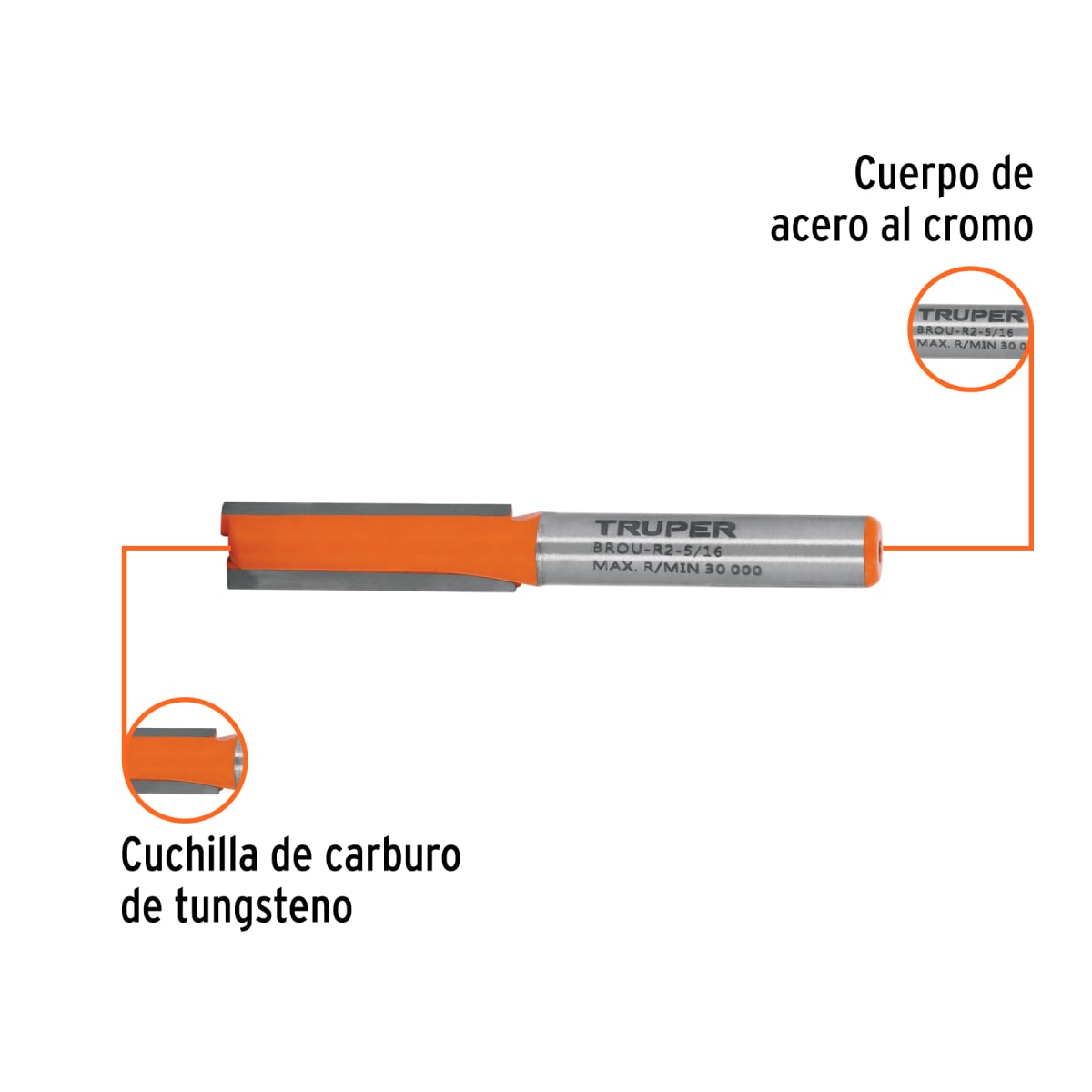 Fresa recta 2 filos, 5/16´´, Truper2