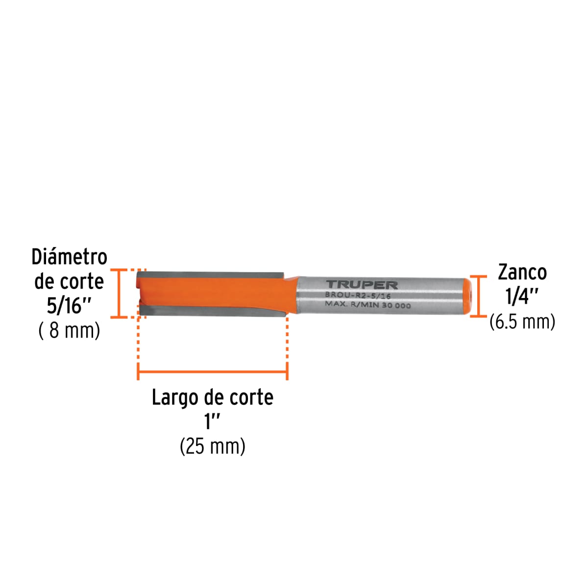 Fresa recta 2 filos, 5/16´´, Truper3