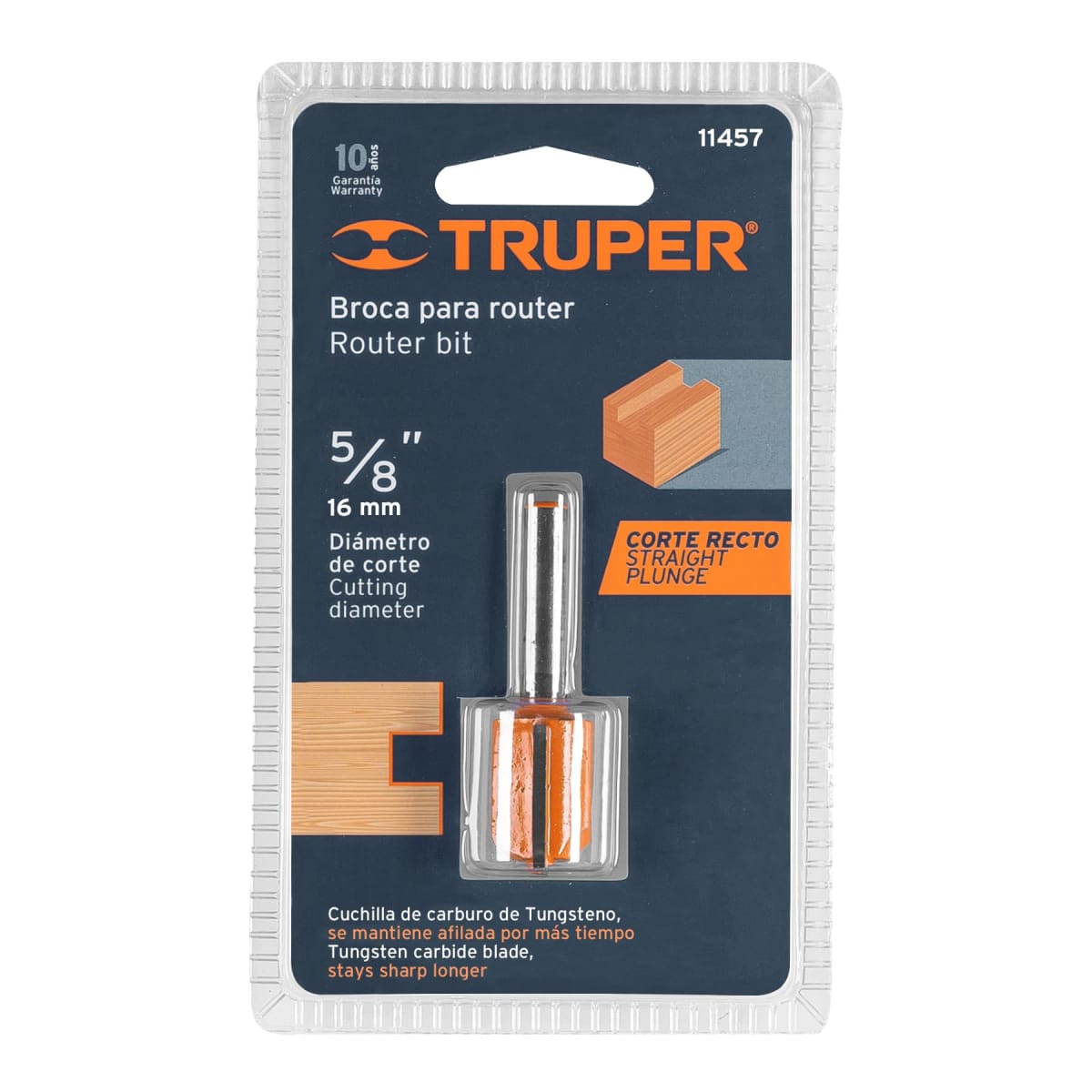 Fresa recta 2 filos, 5/8´´, Truper4