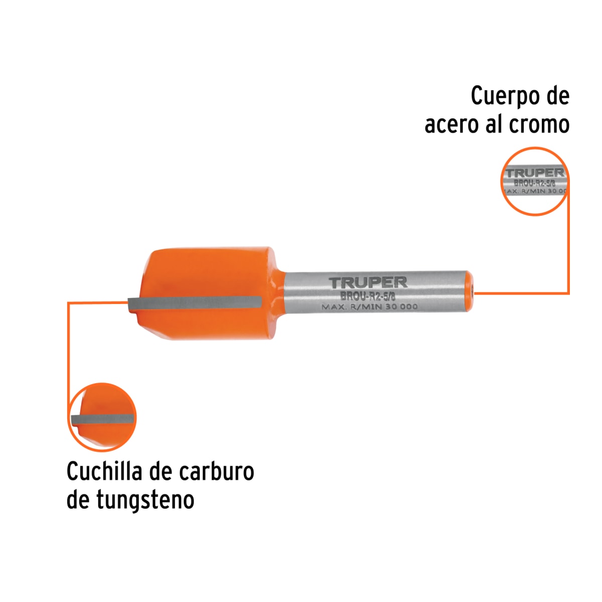 Fresa recta 2 filos, 5/8´´, Truper2