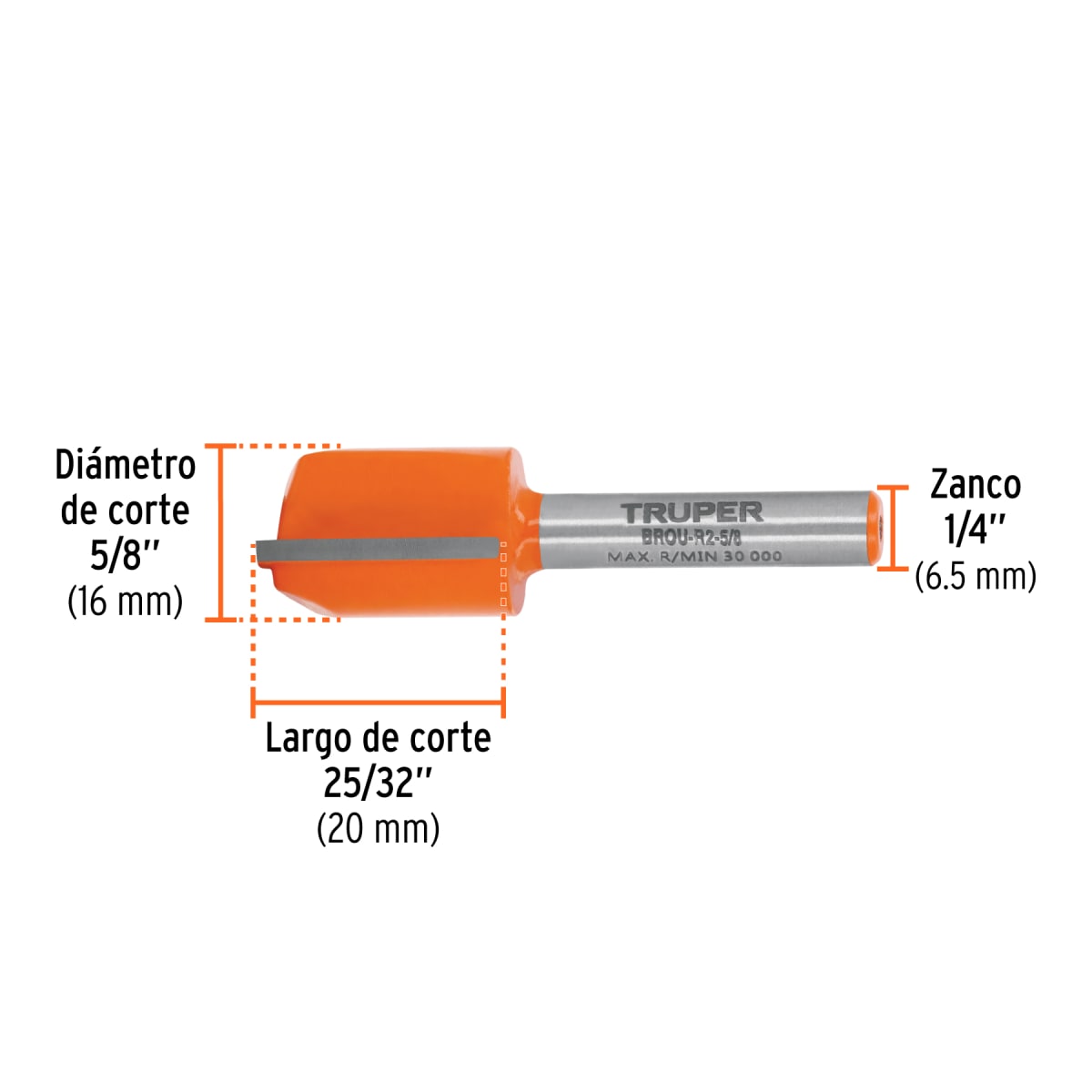 Fresa recta 2 filos, 5/8´´, Truper3