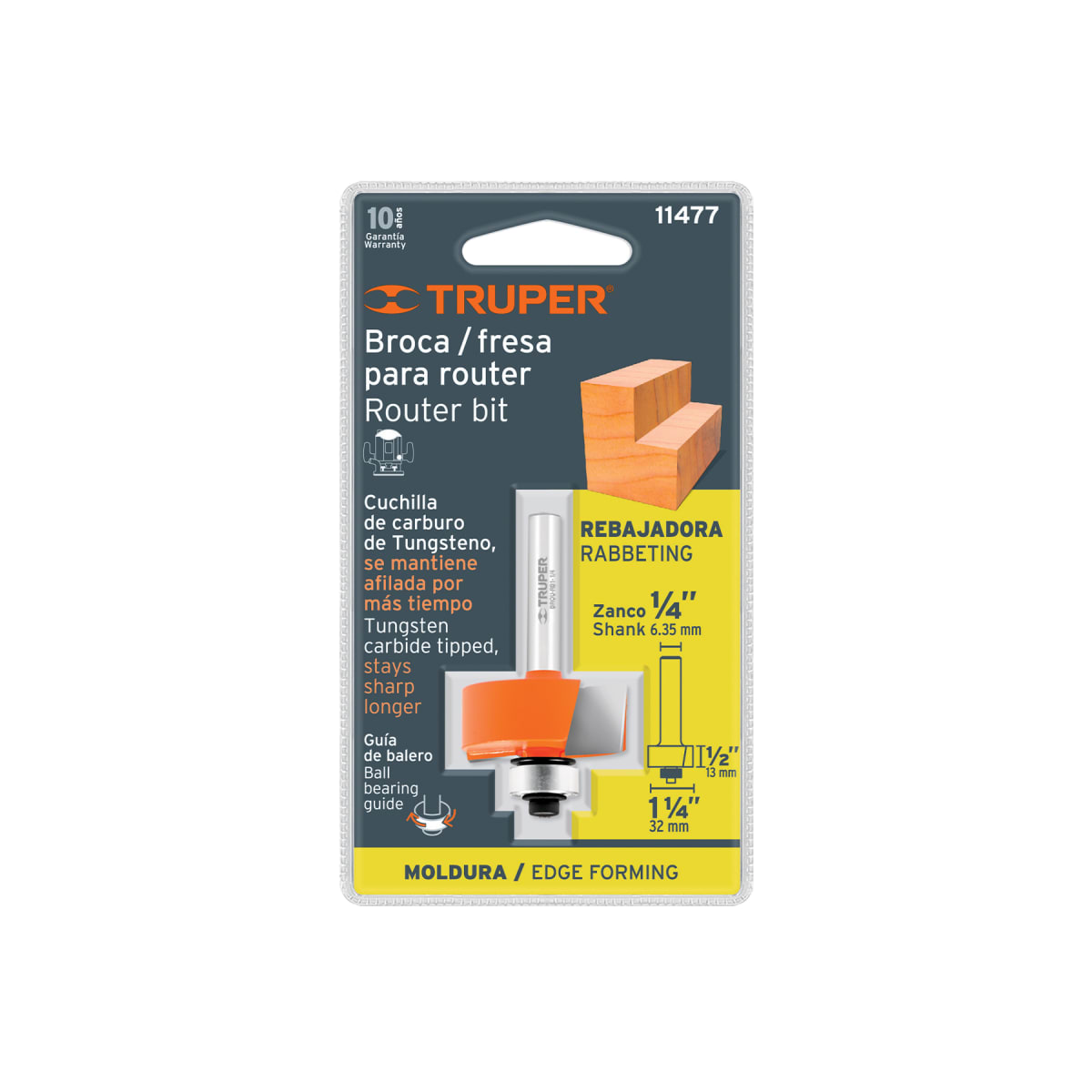 Fresa rebajadora, 1-1/4´´ con rodaje, Truper4