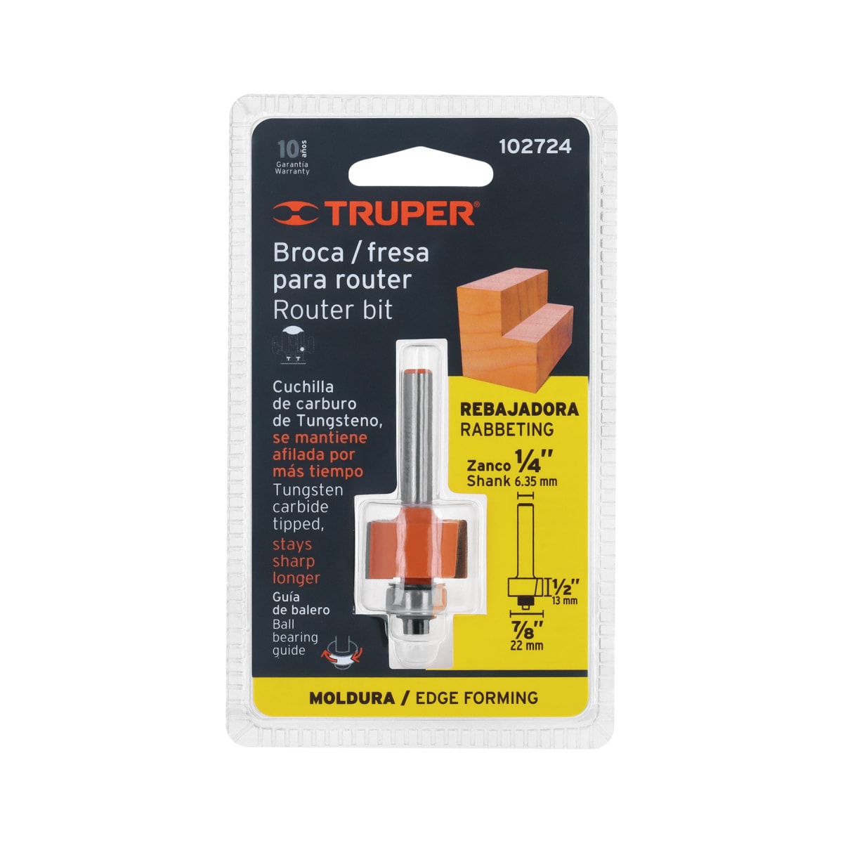 Broca para router, rebajado, 7/8' con balero, Truper4