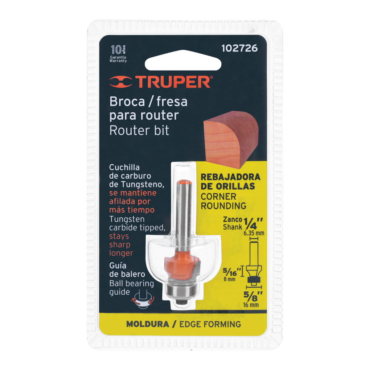 BROU-RD5/8X Broca para router, redondeado, 5/8' con balero, Truper4