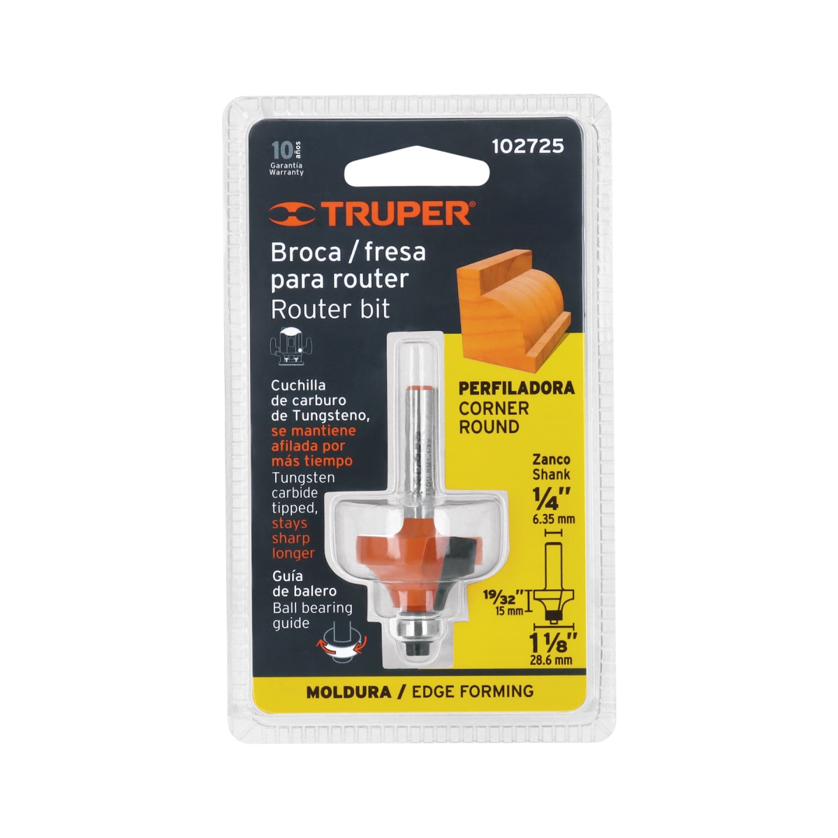 Broca para router, redondeado con moldura, 1-1/8´´ con balero Truper4