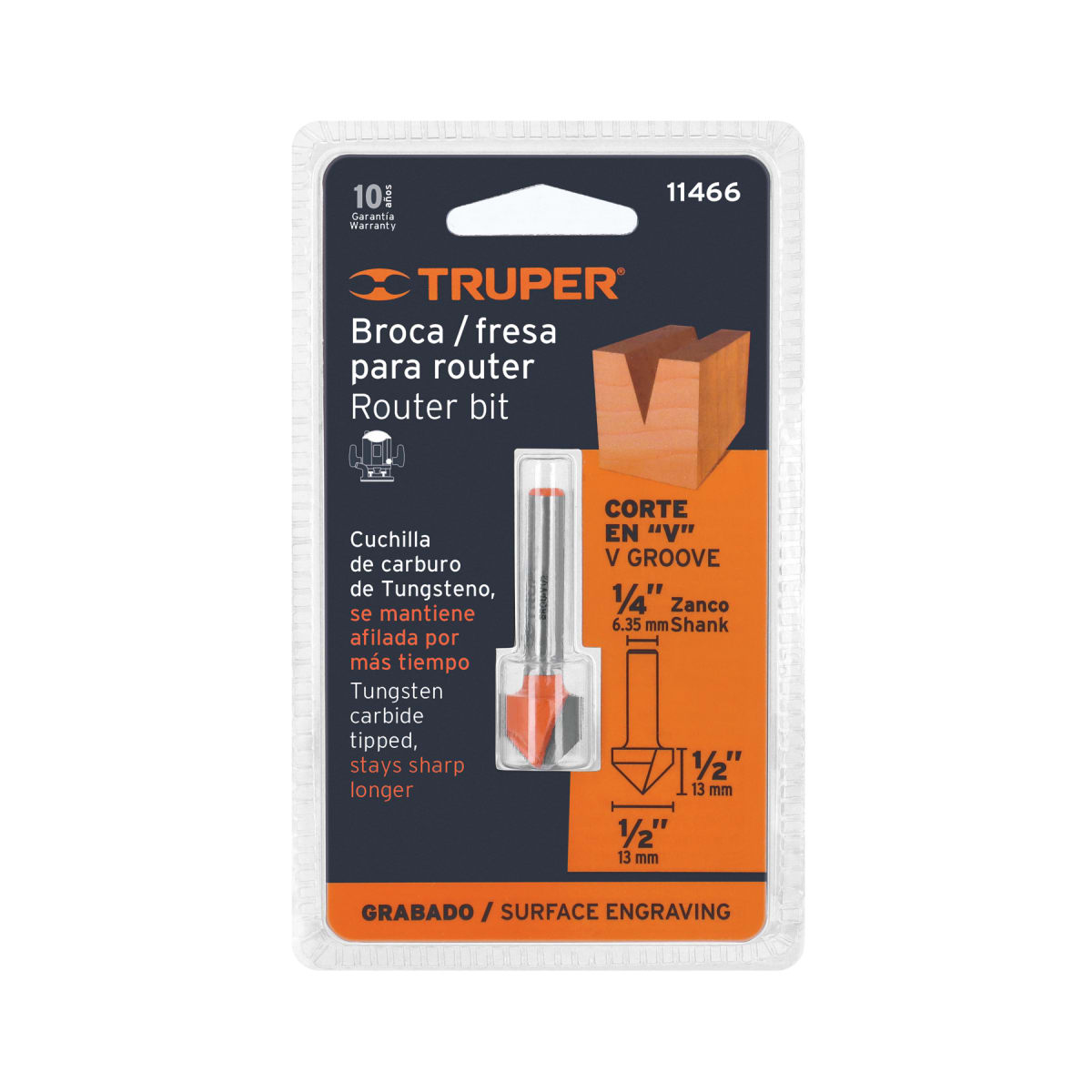 Fresa corte en ´´V´´, 1/2´´, Truper4