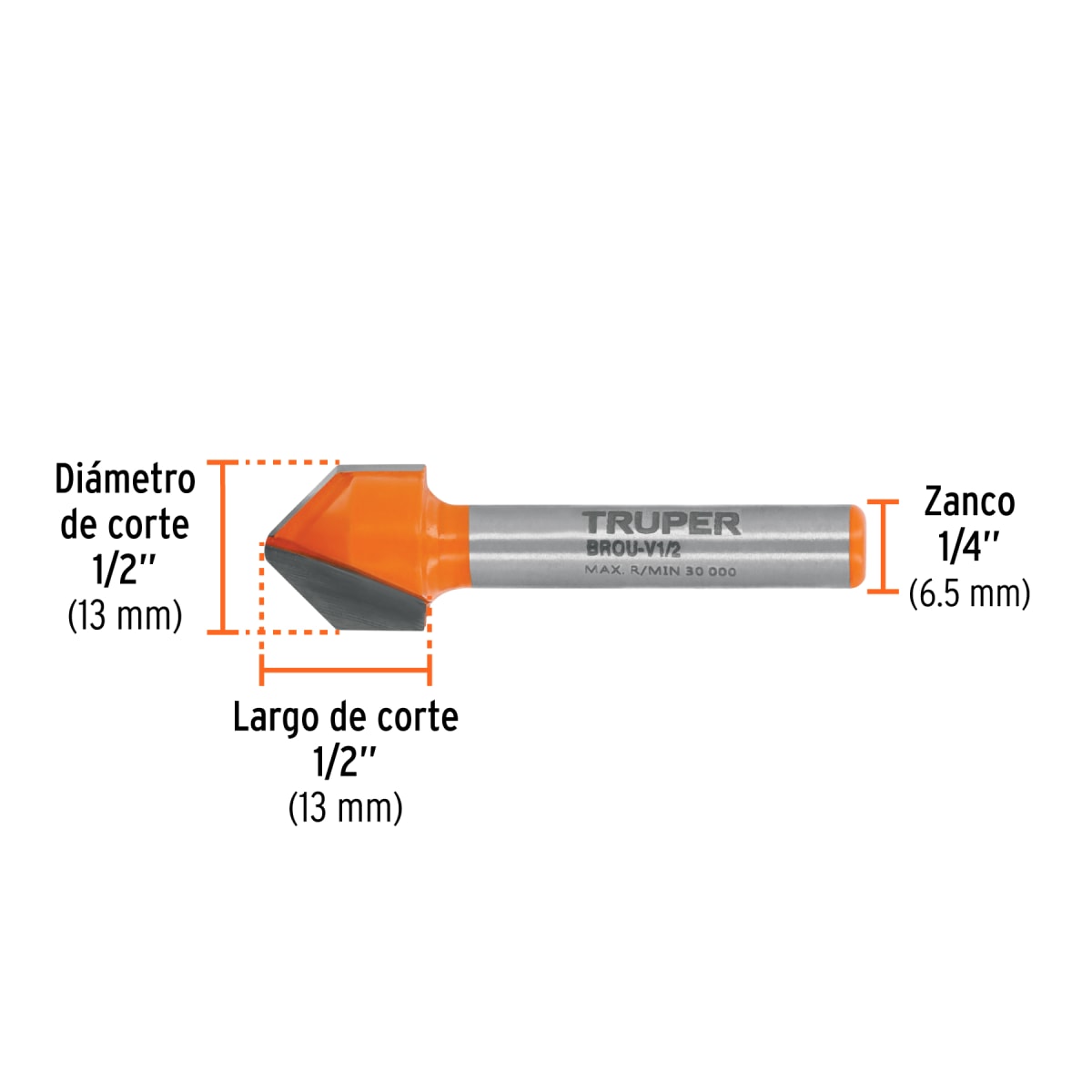 Fresa corte en ´´V´´, 1/2´´, Truper3