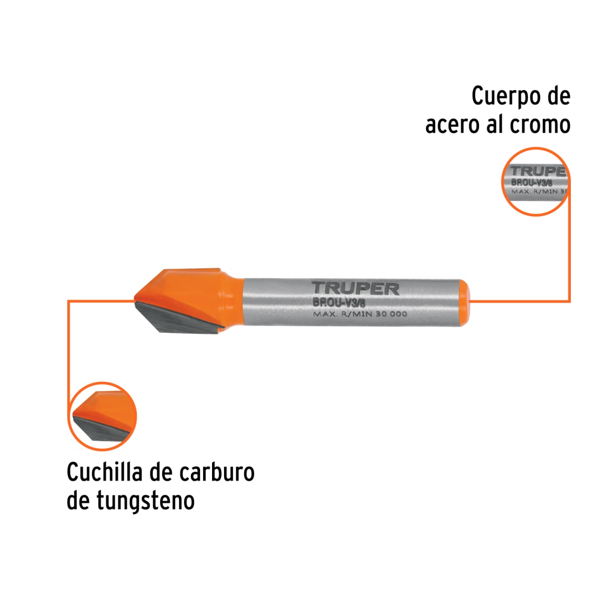 Fresa corte en ´´V´´, 3/8´´, Truper2